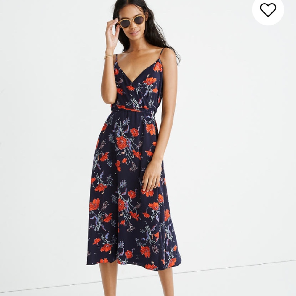 NWT Madewell Cami Wrap Dress, Windblown Poppies